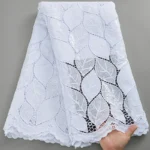 SJD White Guipure Cord Lace Fabric with Sequins 2024 High Quality African Water Souble Lace Fabric for Women Party Dresses Sew