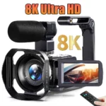 كاميرا فيديو رقمية عالية الدقة مع شاشة LCD تعمل باللمس ، كاميرا فيديو 8K ، 64 ميجابكسل ، تقريب رقمي 18 × ، مسجل رقمي ، 3 بوصة ، تسجيل محمول