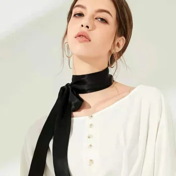 وشاح طويل حريري من التوت للنساء ، طبيعي ، منديل بلون واحد ، ربطات شعر ، شريط حقيبة ، ربطة رأس ، زخرفة شعر ، أوشحة شريطية للإناث
