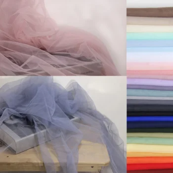 Light Gauze Fog Mesh Fabric Soft Delicate Pure Color Lace Yarn For DIY Background Veil Wedding Dress Fairy Tulle Decoration P156