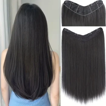 Long Straight Hair Extensions with 4 Clips Clip In One Piece Perfect for Women's Hair Accessories Hair Clips Hair Accessories