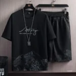 kf-S098dd162b6c248658fb8614ef72abc1ey-Men-s-Fashionable-Summer-T-shirt-Suit-New-Style-Snow-Mountain-Printing-Slim-Fit-Korean-Version