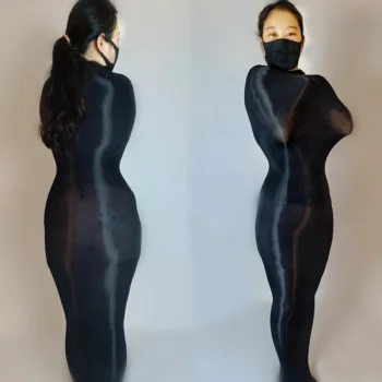 Shiny Transparent Full Body Sheer Silk Bodysuit Women's Men's Fetish Zentai Suit Seamless Stockings