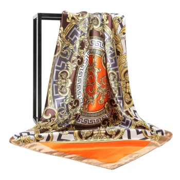 وشاح الحرير للنساء ، منديل الطباعة الدافئة ، العلامة التجارية الفاخرة ، والأوشحة الانتهاء من الساتان ، أربعة مواسم الحجاب ، تصميم شعبية ، جديد ، والأزياء ، 90x90cm