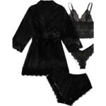 kf-S4c3cb8fe3a6a4f8bb06b87f83341379fb-Black-Sexy-Women-s-Pajamas-Satin-4-piece-Lace-Silk-Suspender-Tops-Shorts-Robe-Pajamas-Set
