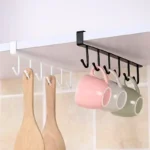 6 Hook Coffee Cup Mug Holder Plastic Cabinet Kitchen Storage Rack Multifunction Hook Shelf Sundry Organizer Storage Hanger