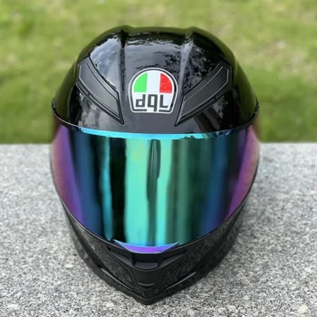 خوذة دراجة نارية سوداء براقة Dg L للرجال والنساء ، خوذة للوجه بالكامل لكل الجنسين ، معتمدة من ECE ، موسم الشتاء ، أصلية