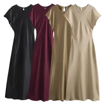 TRAF-فستان نسائي متوسط الطول من الساتان ، فساتين طويلة ، أنيقة وأنيقة ، حفلة مسائية ، أنثى ، Women