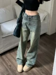 Deeptown Y2k Baggy Wide Leg Jeans Women Vintage Streetwear Washed Denim Pants Grunge Basic Slouchy Blue Trousers Femme Spring
