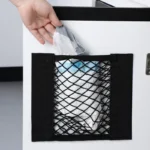 Storage Net Pocket Home Kitchen Cabinet Door Adhesive Sundries Bag Trunk Elastic Pocket with Nylon Fastener Tape Car Organizer