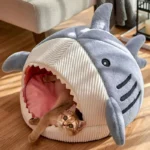 kf-S9399ff218d8d446197e70e64878c25e6P-Big-Mouth-Shark-Pet-Semi-Enclosed-Cat-and-Dog-Bed-with-Cushion-Beds-and-Furniture-Deep