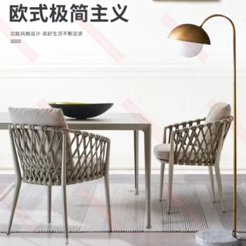 Outdoor balcony, dining table, chair, villa, hotel, garden, outdoor leisure rope woven rattan chair furniture