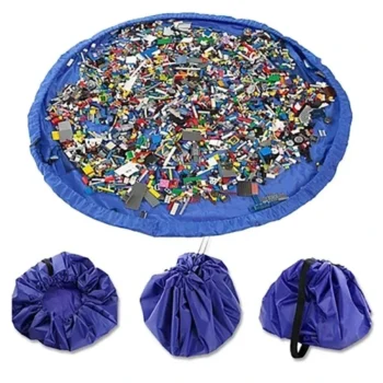 Children Toy Cushion Toy Storage Bag Large Clean Organizer Play Pad Durable Building Block Toy Storage Bag Outdoor Mat beachbag