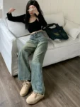 kf-S212942861b7b4b709315cf76ce27d5b5D-Deeptown-Y2k-Baggy-Wide-Leg-Jeans-Women-Vintage-Streetwear-Washed-Denim-Pants-Grunge-Basic-Slouchy-Blue