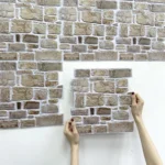 ألواح حائط ثلاثية الأبعاد من الحجر الصناعي ، ملصقات بلاط ذاتية اللصق لغرفة المعيشة ، مدفأة محاطة ، مقاومة للماء والعفن ، 30 × 30 سم
