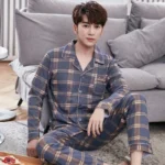 kf-S695a1f1e330e4095acafcdf9e218ce76R-Men-s-100-Cotton-Long-Sleeve-Pajama-Set-Autumn-Winter-Outer-Wear-Cardigan-Style-Homewear-New