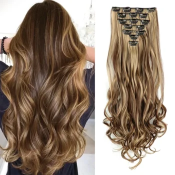 H&STAR 24Inch Synthetic Extension r Curly Wave 16Clip In Hair Extensions Natural Hair Pieces Hairpiece for Women False Hair