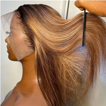 Bone Straight Highlight Wig Human Hair 13x6 HD Lace Frontal Wigs Human Hair Blonde 4X4 Lace Closure Wigs 13x4 HD Lace Front Wigs