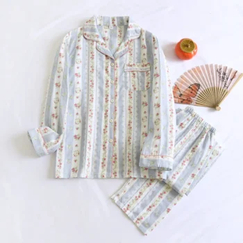 2024 New Spring/Autumn Women's Pajamas 100% Cotton Women Home Clothes 2-piece Set Long sleeved pants Women Sleepwear