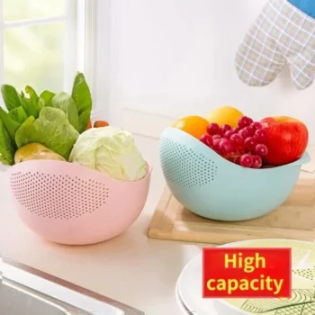 Rice Sieve Plastic Colander Rice Washing Filter Basket Kitchen Food Beans Vegetables and Fruit Bowl Drain Cleaning Basket