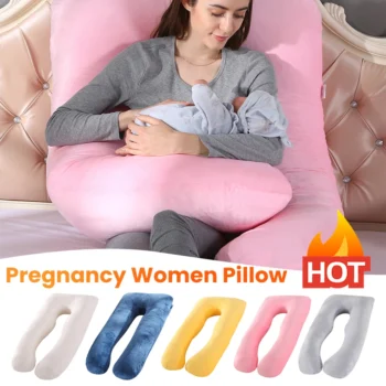 U-shaped Pregnancy Women Pillow Waist Support Pillow with Colorful Pillow Case for Pregnant Nursing Pillow Breastfeeding Cushion