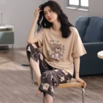 kf-S52f71cf400ad4b52803b95f659a54c6eo-Summer-New-Ladies-Pajamas-Homewear-Set-of-Short-Sleeved-Pajamas-Women-s-Summer-Simple-Korean-Cartoon