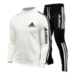 Men's Zippered Stand Up Collar Training Suit, Sports Shirt and Pants, Sportswear, Running, Fitness Wear, New, 2024