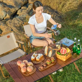 Camping Folding Table Outdoor Portable Roll Table Square Picnic bbq Table Rolling Hiking Trouist Steel Coffee Folding Desk