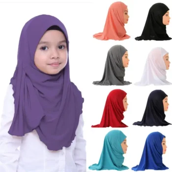 الحجاب الصغيرة للفتيات ، قبعات الحجاب النسائية ، قبعات بسيطة ، الأوشحة رئيس التفاف ، عادي جميل ، لطيف ، يمكن أن تناسب 2 إلى 6 سنوات من العمر
