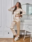kf-Sa1798bdcd34f49e8914e0063a52ac7a9w-Solid-Pajama-Set-Long-Sleeve-Button-Up-Lapel-Top-Pants-Pj-Set-Women-s-Sleepwear-Loungewear