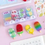 1 مجموعة Lytwtw's الكرتون لطيف Kawaii الآيس كريم المطاط ممحاة صغيرة مجموعة للأطفال الجدة القرطاسية مكتب اللوازم المدرسية
