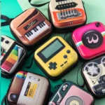 Creative Retro Tinplate Square Coin Purse Mini Zipper Wallet Record Tape Earphone Pocket Storage Box For Women Girl Coin Bag
