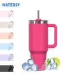 Watersy 40oz/1200ml Tumbler with Handle & Straw Lid Stainless Steel Insulated Cup Keep Cold Thermal Mug Portable Car Travel Cup