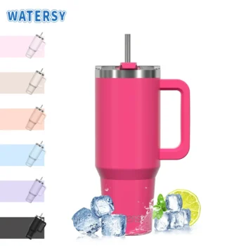 Watersy 40oz/1200ml Tumbler with Handle & Straw Lid Stainless Steel Insulated Cup Keep Cold Thermal Mug Portable Car Travel Cup