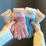 قفازات محبوكة دافئة للرجال والنساء ، قفازات قصيرة بشاشة تعمل باللمس ، كل الأصابع ، ركوب الدراجات والقيادة في الهواء الطلق ، موضة الخريف والشتاء