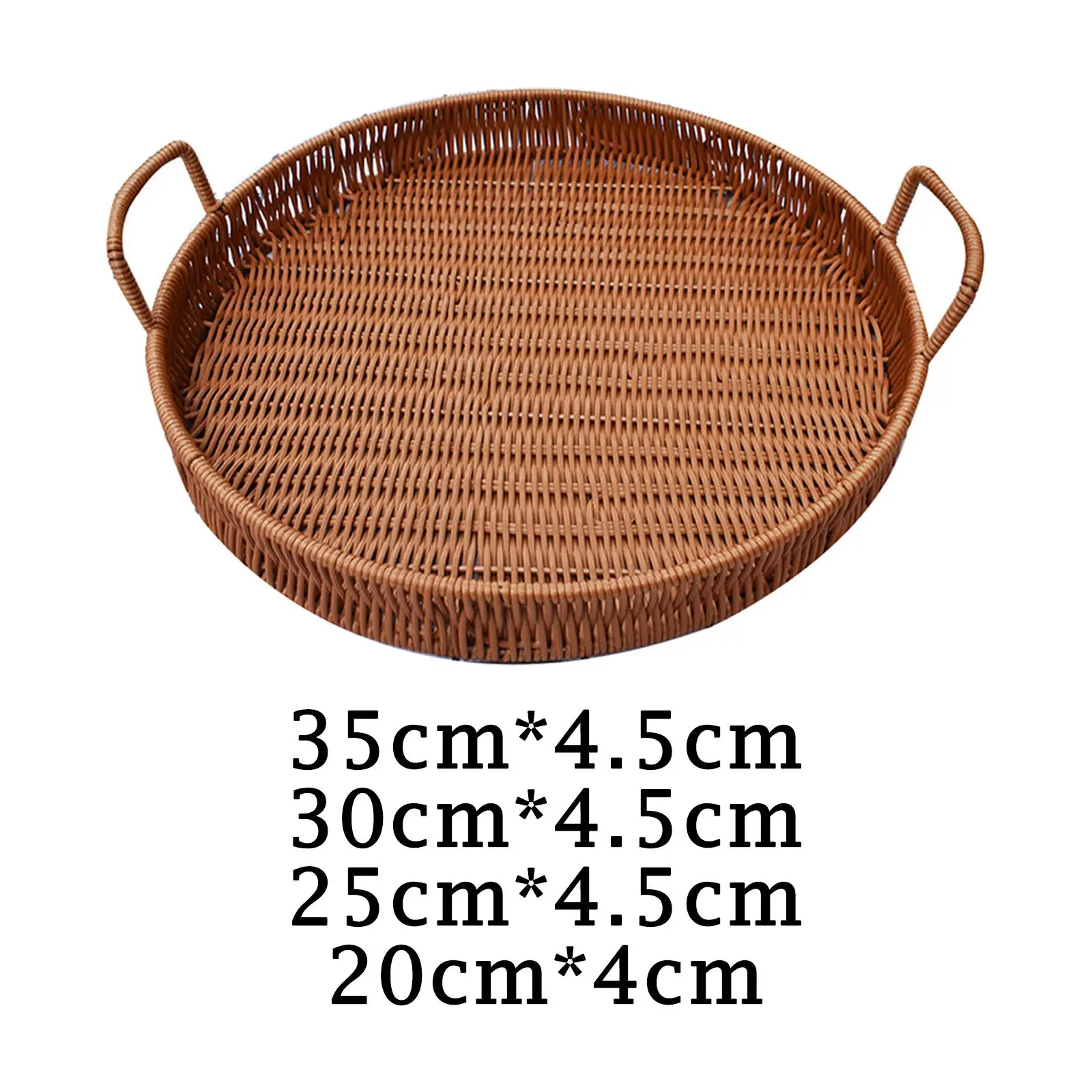 Rustic Basket Tray, Bread Fruit Snack Platter, Food Snacks Container for Cupboard Bedroom Living Room Kitchen Cabinet
