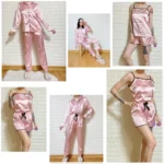 kf-S44366414922b41b9a249a24e0d00dadey-Pink-7-Pieces-Women-s-Satin-Pajamas-Sets-Striped-Pyjama-Women-Sleepwear-Spring-Summer-Fashion-Homewear