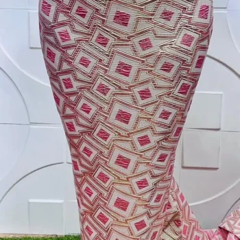 African Brocade Jacquard Lace Fabric 2024 High Quality 5Yards Net Lace French Gilding Lace Fabric For Wedding Dress Sew JK13