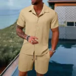 kf-S89e52e74c85c4562a733bd0fbf75e3d9B-Spring-And-Summer-New-Sports-Men-s-Polo-Casual-Solid-Color-Loose-Short-sleeved-Drawstring-Shorts