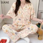 kf-Sf562010184a14b7b8f647e6bedcb9d649-SUKAE-Women-Pajamas-Set-Summer-Faux-Cotton-Sleepwear-for-Girl-Leisure-New-Chinese-Style-V-neck