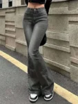 Vintage Flare Bottoms Jeans High Waist Women Skinny Boot Cut Denim Pants Punk Streetwear Wide Leg Trousers