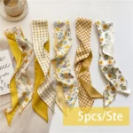 وشاح حريري ساتان للنساء ، أربطة شعر ، إكسسوارات غطاء الرأس ، أوشحة نسائية ، شريط ، ربطات عنق ، مقبض حقيبة ، سلسلة قماشية ، 5 ، طقم
