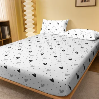 1 piece of white heart patterned frosted bedsheet, bedroom printed bedspread, bedding (excluding pillowcases)