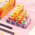 Kawaii الفاكهة البطيخ الليمون ممحاة المطاط تصحيح لوازم القرطاسية المدرسية محايات للطلاب جوائز هدية القرطاسية
