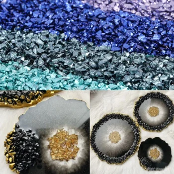 20g Broken Glass Stones Resin Filling DIY Medium/Small Crystal UV Epoxy Filler Table Decoration Coaster Filling Decorative Mold