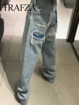 kf-Sd157f0daf11544928444e68106386779S-TRAFZA-2024-Fashion-Women-High-Waist-Blue-Denim-Trousers-Patchwork-Pants-DistressedRipped-Jeans-Long-Pants-High