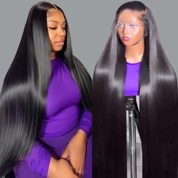 CEXXY 250% Straight 13x6 13x4 Lace Front Human Hair Wig HD Transparent Brazilian 30 40Inch 360 Full Lace Frontal Wigs For Women