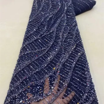 African Lace Fabric 2023 Sequins Beaded Embroidery Groom Nigerian Bridal High Quality French Tulle Lace Fabric For Wedding