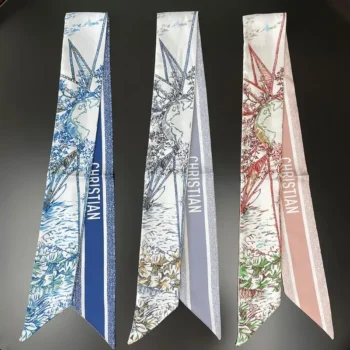 وشاح حريري صغير على الطراز الكوري للنساء ، علامة تجارية فاخرة ، ربطة عنق ، طباعة عقال الرأس ، رباط شعر ، شريط منديل ، موضة جديدة ،