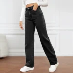 kf-Sdd213513cef34a1c942bbbfacf390c66u-Women-Jeans-Straight-Pants-Denim-Washing-High-Waist-Loose-Fit-Pockets-Basics-Ankle-Length-Pants-Solid